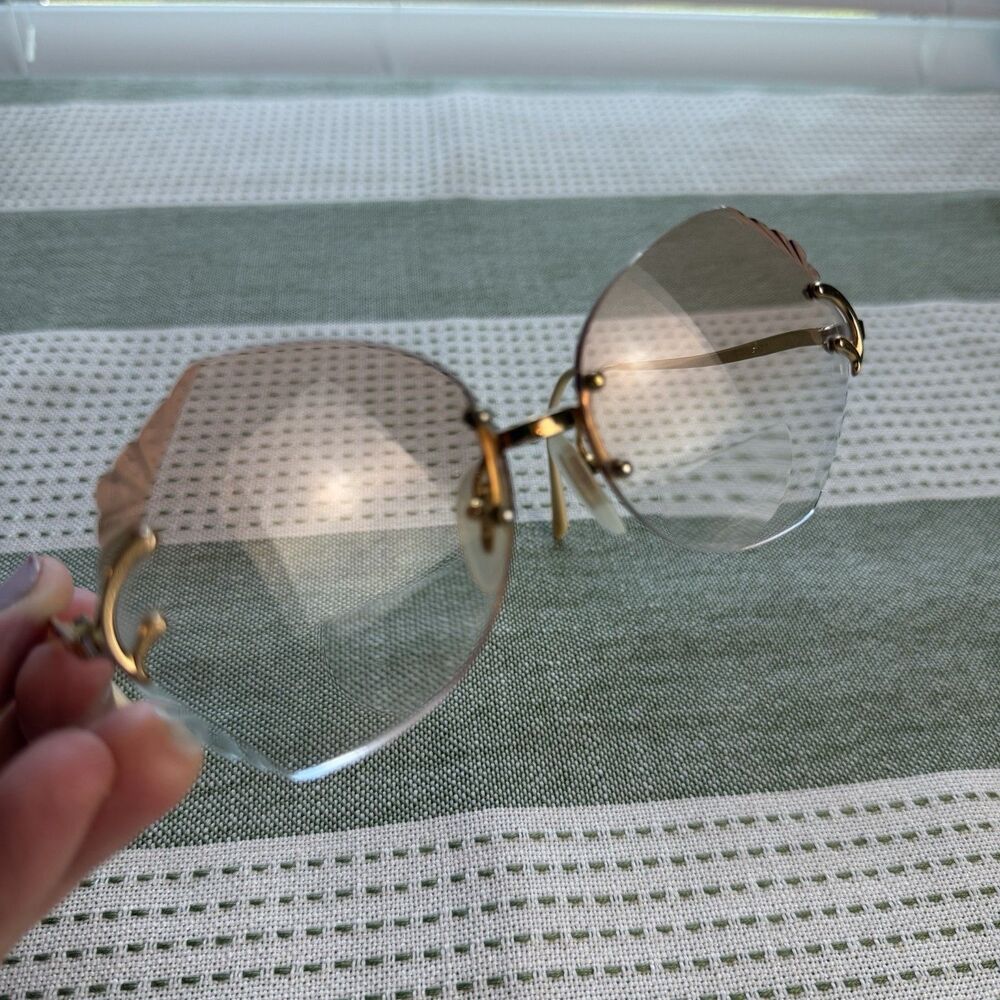 Vintage Eye Glasses Multi-Facets Cosmos 70s GEP 22 Kts Gold Women’s France - Picture 3 of 13